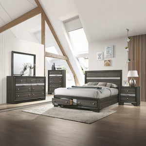 English Elm Contemporary Nightstand with Textured Finish and 2 Drawers — Modern Wooden Bedroom Storage, Easy Assembly Gray 21 L x 29 W x 30 H B2741P322298