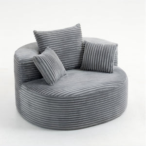 English Elm Full Foam Corduroy Single Seat Lounge Sofa with Lumbar Pillows for Small Spaces Grey W3326P350900