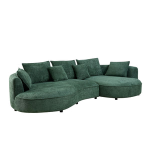 English Elm Oversized Boucle Sectional Sofa with Right Chaise Cloud Curved 5 Seat Living Room W876S00319