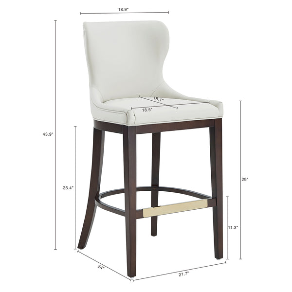 English Elm Blair Wood Upholstered Barstool - Elegant Wingback Design With Durable Beech Frame & Gold Footrest B365P398071