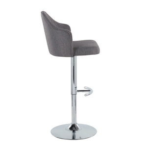 English Elm Ahoy Adjustable Barstool Set Of 2 - Modern Swivel Chrome Base With Grey Fabric For Home Bars & Kitchens B202S00735