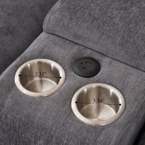 English Elm 123*55" Modern U-Shaped Sleeper Sofa with Double Chaise, Console, Cupholders & USB Ports, Grey W3401S00002