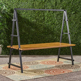 Christopher Knight Home® - Noble House - Huckleberry Outdoor Acacia Wood 88.5" Dining Table with Iron Plant Hanger