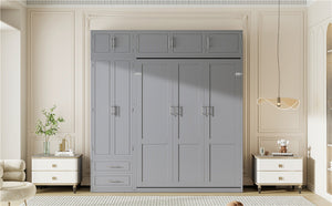 English Elm Queen Murphy Bed with Integrated Desk Cabinet Shelves Space Saving Studio Solution N708S00022E-1