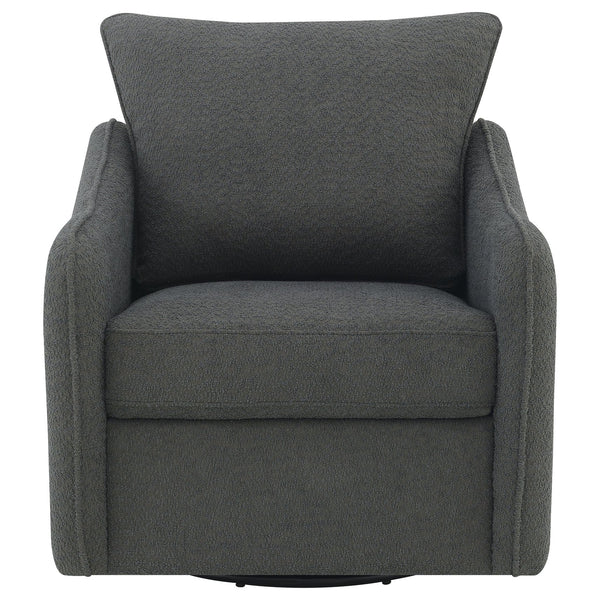 English Elm Nikko Charcoal Upholstered Swivel Chair with Plush Bouclé, Glide Motion, Sloping Arms & Cozy Cushions B062P353269