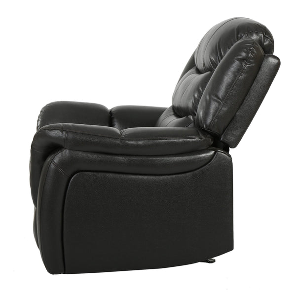 English Elm Christopher Knight Home® - Classic Design Recliner Black Berry PU Upholstery Glider Recliner Spacious Soft Seat Durable Frame Comfort N763P215170B