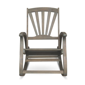 English Elm Christopher Knight Home® - Outdoor Acacia Wood Rocking Chair with Retractable Footrest, Durable Weather-Resistant Porch Patio Seating Comfortably Grey 63337.00GRY