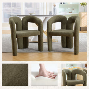 English Elm Contemporary Velvet Upholstered Barrel Accent Chair Set of 2 with Foam Seat, Steel Frame, Plush Upholstery Olive Green W395P224759