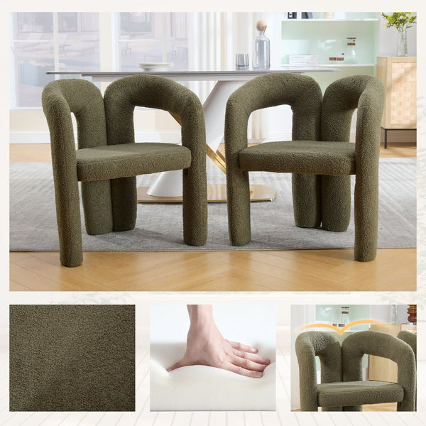 English Elm Contemporary Velvet Upholstered Barrel Accent Chair with Curved Support, Foam Seat, Steel Frame Finish Olive Green W395P224759