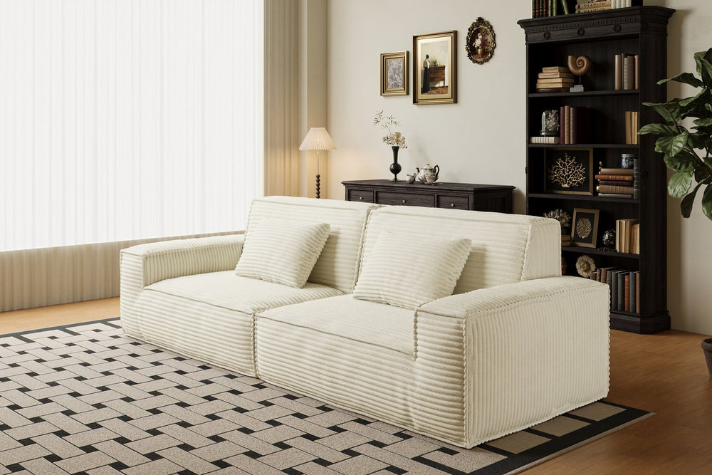 English Elm 106.3 Inch Large Striped Fabric Sofa - Modern, Comfortable Design For Living Room & Bedroom Bliss W3147S00018