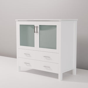 English Elm White Bath Vanity 36" W X 18.25" D With Durable Ceramic Top, Soft-Close Drawers & Elegant Storage Solutions B2731P260431-GIGA