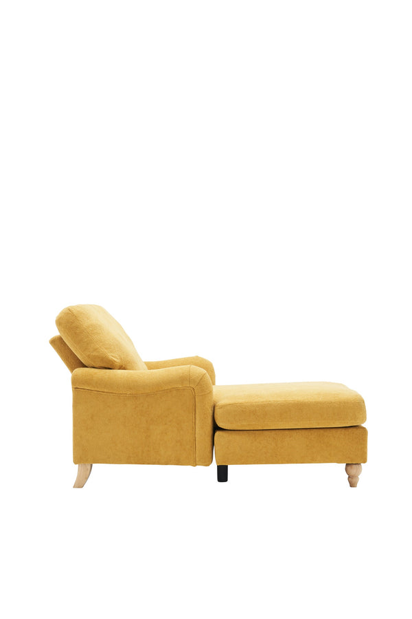 English Elm Modern Mid-Century Oversized Chaise Lounger Sofa Bed with Solid Wood Legs, Deep Seat Comfort Sleeper Yellow W2363S00069