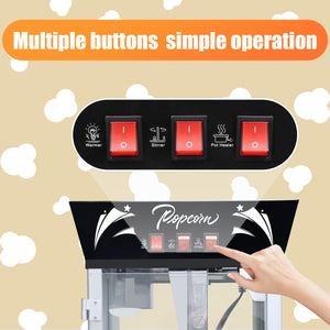English Elm Commercial Popcorn Popper 12oz Stainless Kettle Tempered Glass Warming Deck Party Theater Black W2841P218163