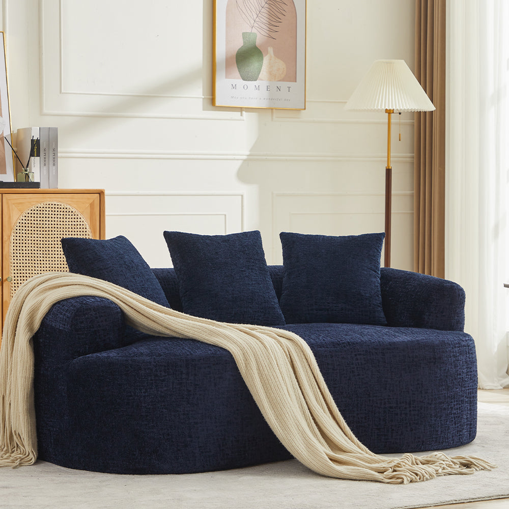 English Elm Curved Chenille Loveseat with Memory Foam Deep Seat and Pillows for Small Spaces W2915P417173