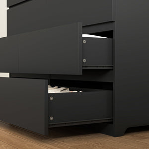 English Elm 8 Drawer Tall Chest Slim Particleboard Build Smooth Gliding Storage for Bedroom Closet Black W409S00029