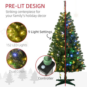 English Elm Homcom 5Ft Prelit Artificial Christmas Tree With 152 Led Lights, Auto Open & Festive Foliage Display W2225P249675