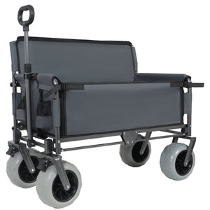 English Elm 3-in-1 Folding Utility Wagon Converts to Bench Seat with All-terrain Balloon Tires Gray W2932P312720
