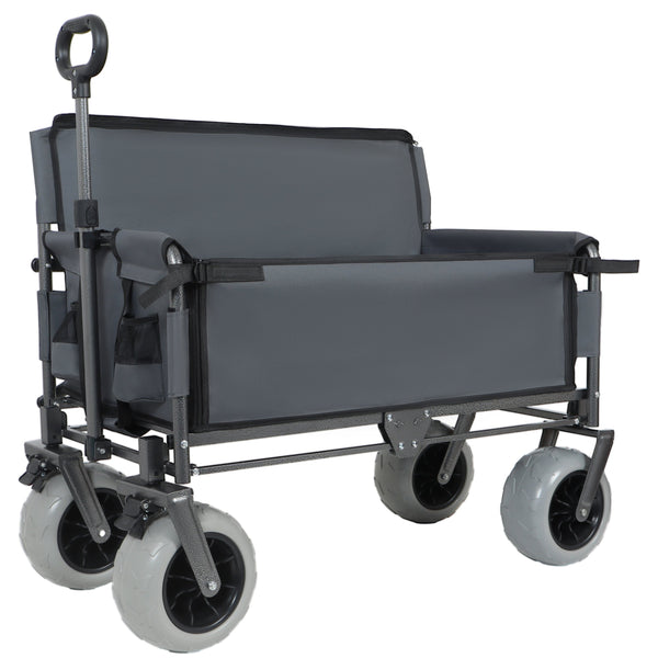 English Elm 3-in-1 Folding Utility Wagon Converts to Bench Seat with All-terrain Balloon Tires Gray W2932P312720