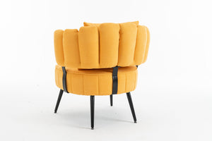 English Elm Decorative Chenille Barrel Tub Chair with Pocket Coil Cushion for Cozy Reading Nooks Yellow W5188P462022