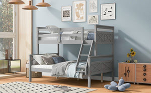 English Elm Twin Twin-over-Full Bunk Bed with Attached Ladder and Full-Length Guardrails for Safe Space-Saving Sleep Gray SM000118AAE-1