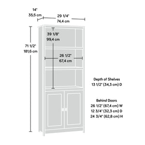 English Elm Library Cabinet With Doors – White Finish, Adjustable Shelving, Stylish Storage For Any Room B356P402687