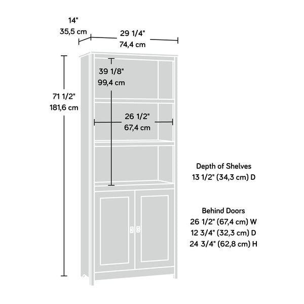 English Elm Library Cabinet With Doors – White Finish, Adjustable Shelving, Stylish Storage For Any Room B356P402687