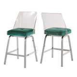 Homelegance By Top-Line Darrion Velvet Counter Height Swivel Stools (Set of 2) Teal Metal