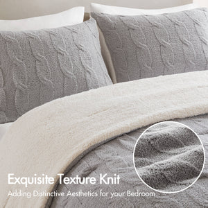 English Elm 2 Pieces Twin Waffle Knit Chenille Comforter Set with Plush Sherpa Reversible Cozy Bedding Ensemble Gray 20.47 L x 11.42 W x 9.84 H B035P381302