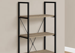 English Elm Bookshelf, 4-Tier Space-Saving Bookcase with Dark Wood-Look Laminate and Black Metal Frame for Home Decor taupe 50 L x 14 W x 4 H B2710P219958