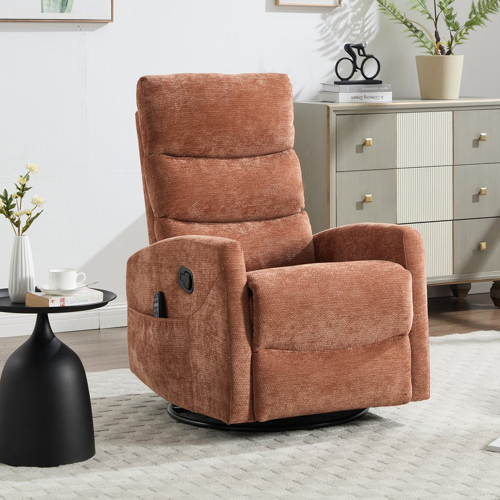 English Elm Heat Massage Swivel Rocker Recliner with 8 Nodes Vibration for Living Room Comfort W3224P322247