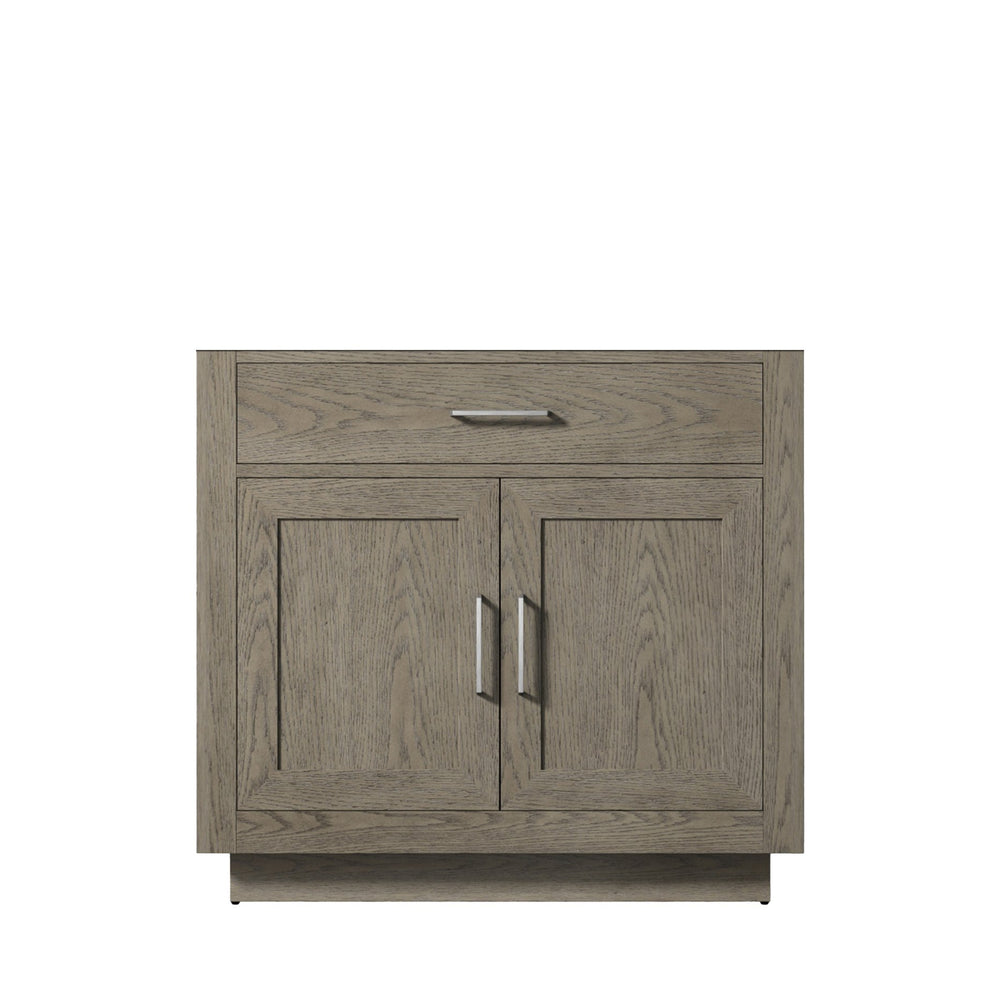 English Elm Grey Grey Oak Single Bath Vanity 36-in W x 22-in D Midcentury Freestanding Single Sink Cabinet Soft-Close Storage B2731P257677