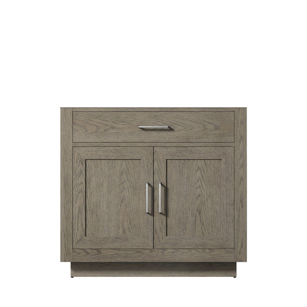 English Elm Grey Grey Oak Single Bath Vanity 36-in W x 22-in D Midcentury Freestanding Single Sink Cabinet Soft-Close Storage B2731P257677
