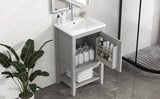 English Elm 20" Bathroom Vanity With Sink, Bathroom Cabinet With Soft Closing Door, Storage Rack and Open Shelf, Grey