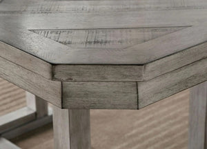 English Elm Dining Table Gray Diamond Wood Grain Pattern Trestle Base Wire-Brushed Rustic 60"L Modern Craftsmanship B011P246577