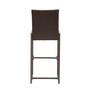English Elm Christopher Knight Home® - CONWAY Outdoor Wicker Barstool Set of 2 – Powder-Coated Iron Frame, Weather-Resistant Poly Wicker, Stylish Dark Brown 59002.00DBRN