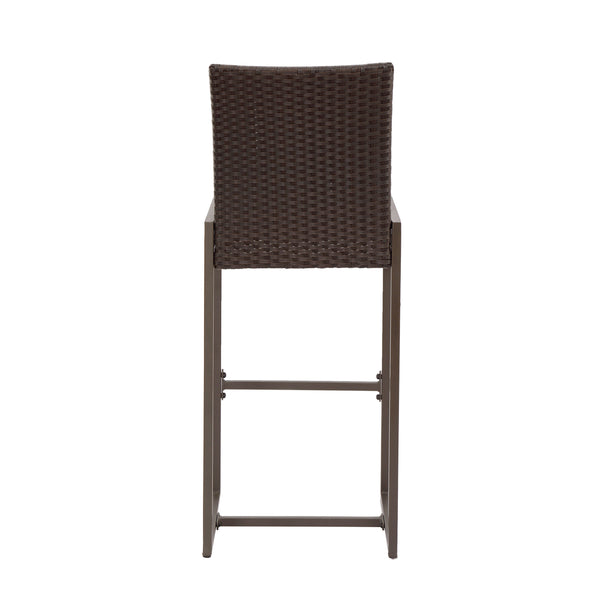 English Elm Christopher Knight Home® - CONWAY Outdoor Wicker Barstool Set of 2 – Powder-Coated Iron Frame, Weather-Resistant Poly Wicker, Stylish Dark Brown 59002.00DBRN