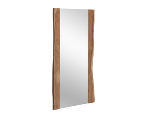 Sunpan Fontana Floor Mirror with Rustic Live-Edge Acacia Wood Frame and Anti-Tip Kit for Glamorous Décor Natural