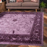 Unique Loom La Jolla Floral Machine Made Floral Rug Purple, Violet/Purple 7' 10" x 7' 10"