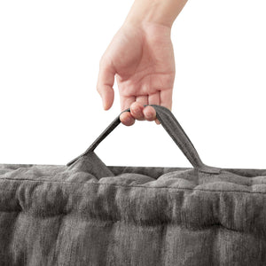 English Elm 1- Piece Tufted Chenille Floor Cushion with Scalloped Edge for Bohemian Living Spaces Charcoal B035P482971