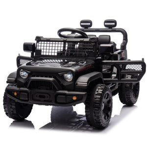 English Elm 24v Kids Ride on Car with Parental Remote Four Wheel Suspension Led Lights Bluetooth Black W1578P235080