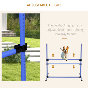 English Elm PawHut Dog Agility Training Set — 8 Adjustable Jump Bars with Portable Carry Bag for Easy Practice Blue W2225P217631