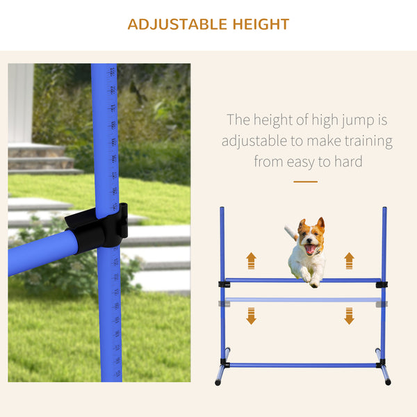 English Elm PawHut Dog Agility Training Set — 8 Adjustable Jump Bars with Portable Carry Bag for Easy Practice Blue W2225P217631