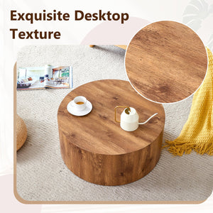 English Elm Cave Stone Patterned Mdf Round Coffee Table for Minimalist Industrial Living Rooms Wood W1151P460952
