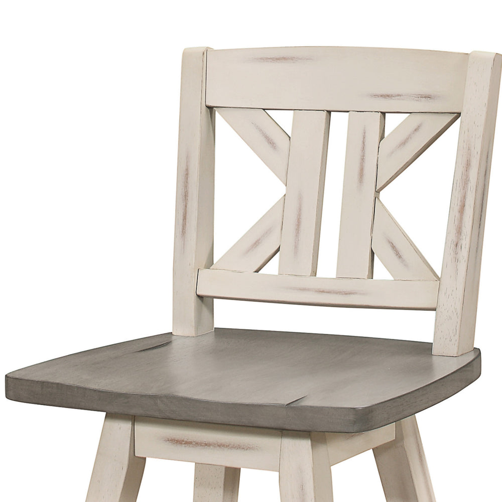 English Elm Ati Swivel Barstools Set of 2 Solid Rubberwood X Back Farmhouse Kitchen Seating B056P416898