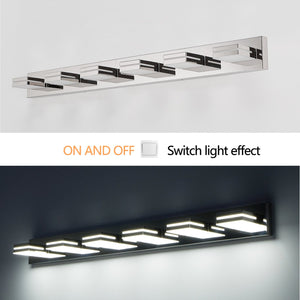 English Elm Modern Chrome Led Vanity Light - 6-Light Wall Sconce For Bright, Elegant Bathroom Illumination W2312P374922