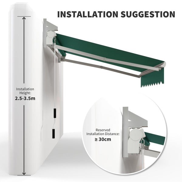 English Elm Outsunny 8' X 7' Manual Retractable Patio Awning - Durable Sun Shade For Decks, Windows, And Doors W2225P200787-GIGA