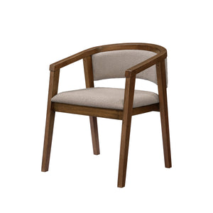 English Elm Christopher Knight Home® - U-shaped Mid-Century Dining Chair with Armrests, Bouclé Upholstery, High-Density Foam Comfort khaki,Walnut N771P331338T