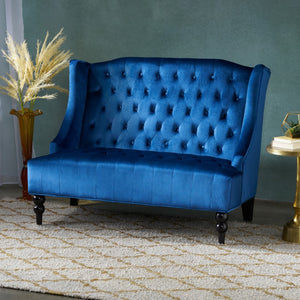 Christopher Knight Home® - Noble House - Leora Modern Glam Tufted Velvet Wingback Loveseat