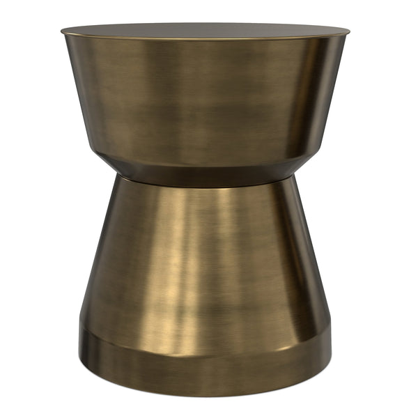 English Elm Allegra Side Table in Antique Brass — Handcrafted Iron Hourglass Accent Table, Compact & Sturdy B136P361856