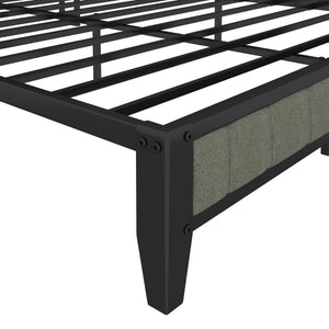English Elm Queen Upholstered Bed Frame with USB & Outlets, Metal Platform, Vintage Shelf, 10.4" Storage Clearance W1960P162712